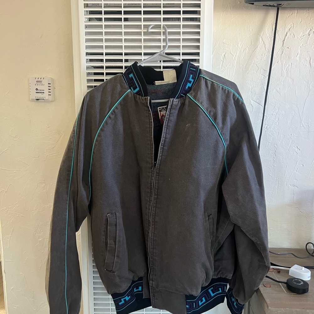 Walls Charcoal Bomber Jacket with Teal Accents